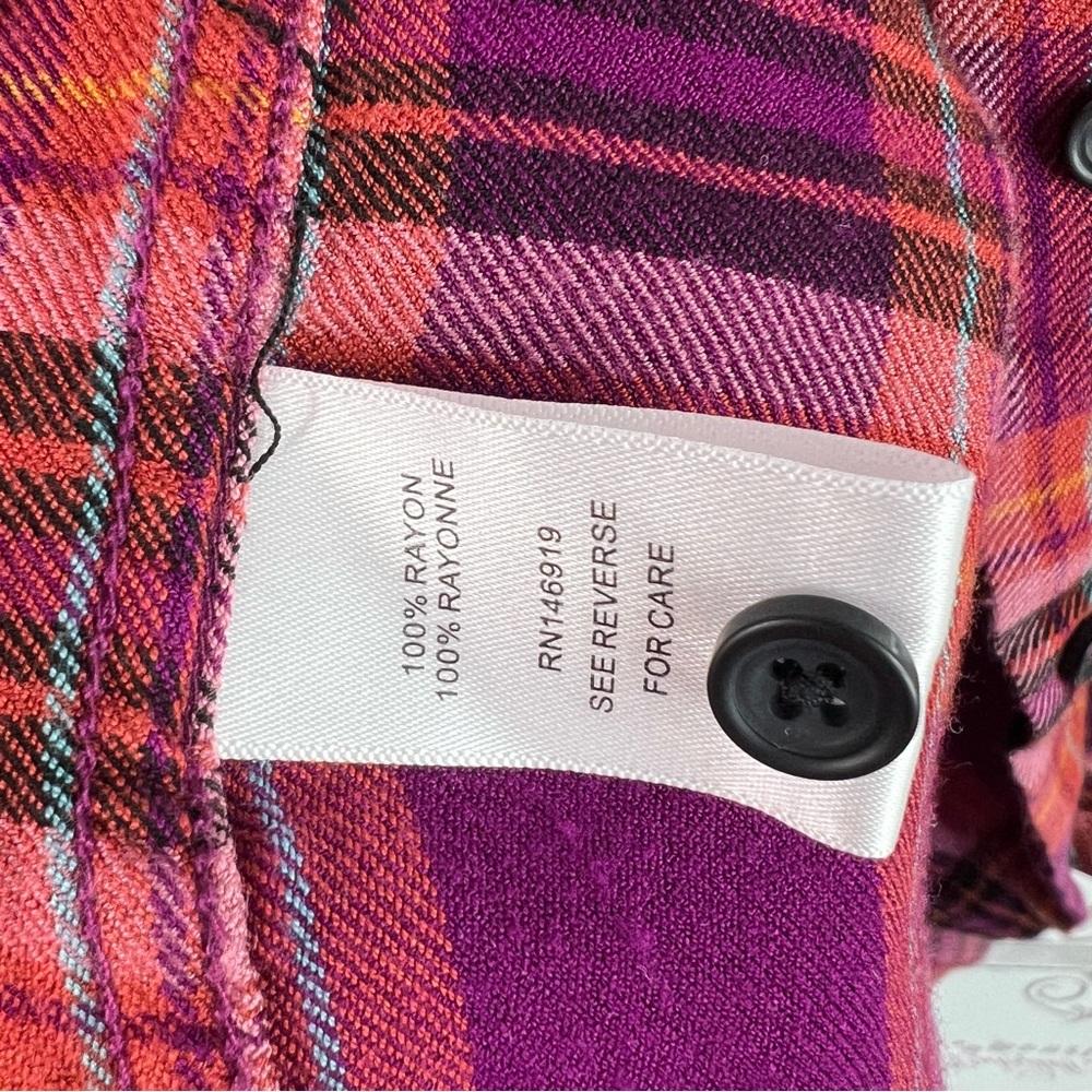 Casa cabana button up plaid picnic red pink Purple Plaid Button-Up Shirt - Picture 6 of 8
